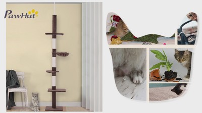 Adjustable Brown and White 5-Tier Floor-to-Ceiling Cat Tree