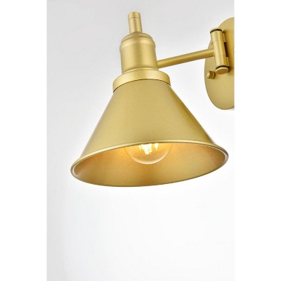 Brass Swing Arm Wall Sconce with Metal Shade