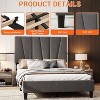 Full Size Platform Bed Frame, Linen Upholstered Bed Frame with Headboard, Modern Mattress Foundation with Wooden Slats Supports for Full Bed, No Box - 3 of 4