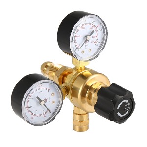 Unique Bargains Car Dual Gauge Argon CO2 Regulator Gauge Pressure CGA580 Gas Weld Regulator 5.91" Black 1PC - 1 of 3