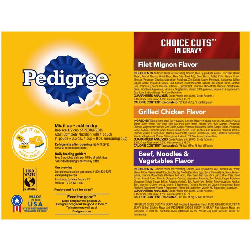 Pedigree Pouch Choice Cuts In Gravy Wet Dog Food - 3.5oz/18ct
, 3 of 8