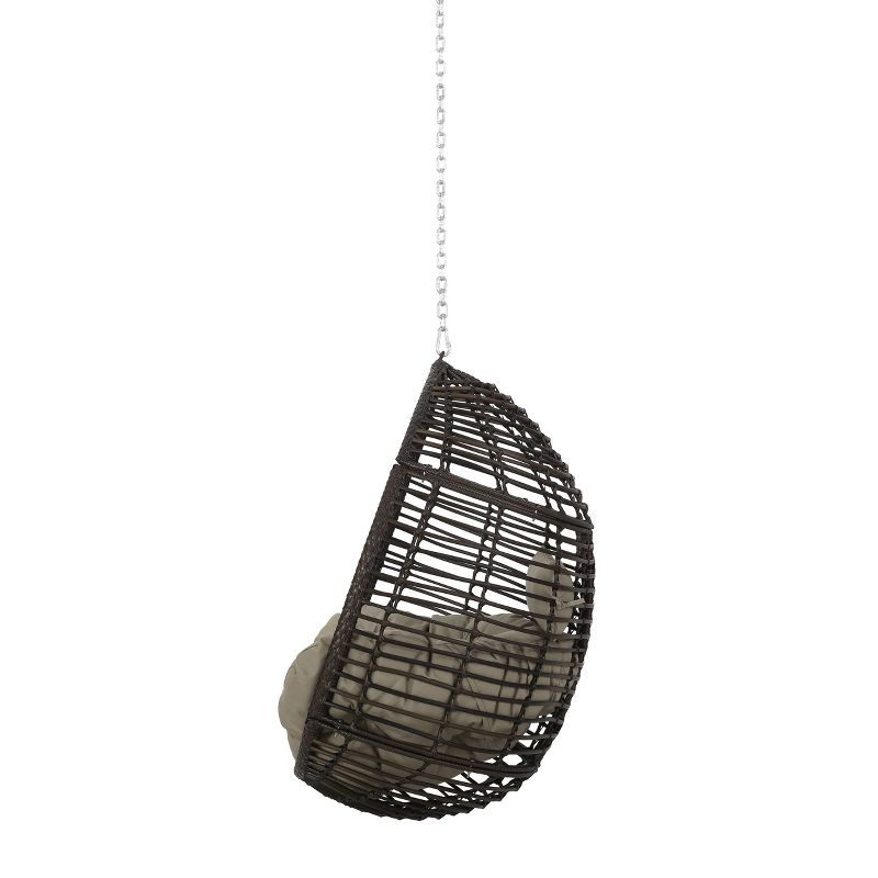 Morris Indoor/Outdoor Wicker Hanging Chair with 8&#39; Chain - Christopher Knight Home, 5 of 10