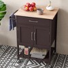 Tangkula Rolling Kitchen Island Cart w/ Drawer 2-Door Storage Cabinet Bottom Tray - 2 of 4