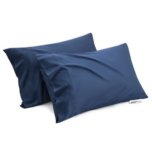 Dr Pillow Cases Queen Size Set of 4, Rayon Derived from Bamboo Cooling Pillowcase, Navy - 1 of 4