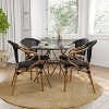 Merrick Lane Mael Set of Four Stacking Thonet Bistro Style Chair with Arms, Textilene Seat, and Bamboo Finished Metal Frame for Indoor/Outdoor Use - 2 of 4