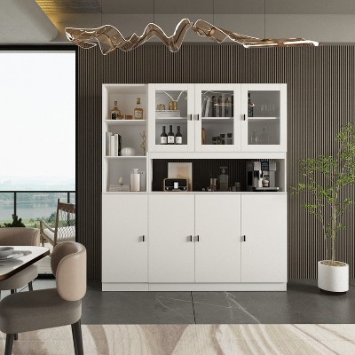 Famapy Combination Living Room Display Cabinet Tempered Glass Display Cabinet Storage Solutions