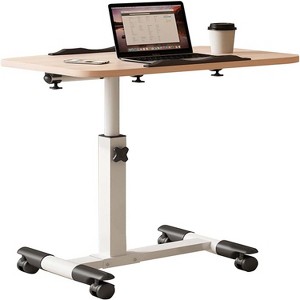 Height-adjustable computer desk with wheels, small mobile standing desk, bedside nursing table, 60-90 cm - 1 of 4