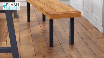 Martindale Solid Acacia Wood Patio Dining Bench with Black Legs