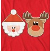 Cartoon Santa Claus With Reindeer Youth Girl's Red Short Sleeve Crew Neck Tee - 2 of 3