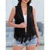 MISSKY Women's Tassel Vest Hippie Faux Suede Rivets Sleeveless Costume Fringe Jacket - 3 of 4