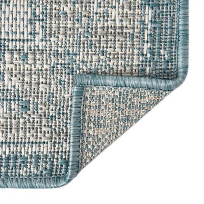 Aqua Blue Flat Woven Rectangular Outdoor Rug