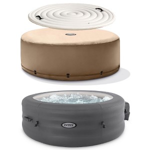 Intex 28481E  Simple Spa 77in x 26in 4 Person Inflatable Hot Tub Set with Energy Efficient Cover and Filter Pump - 1 of 4