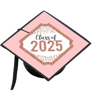Big Dot of Happiness Rose Gold Grad - 2025 Graduation Cap Decorations Kit - Grad Cap Cover - 1 of 4