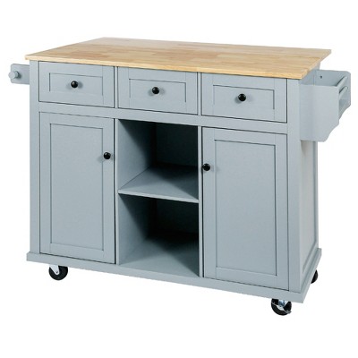 Drop-leaf Countertop Kitchen Island, Kitchen Cart With 5 Wheels ...