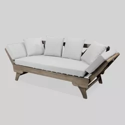 Ottavio Acacia Wood Outdoor Patio Daybed - Gray - Christopher Knight Home