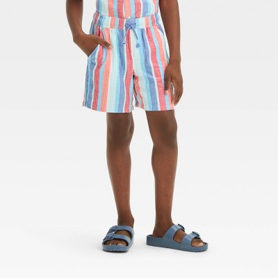 Boys' Americana Vertical 'Above Knee' Striped Pull-On Shorts - Cat & Jack™ Heathered Blue M
