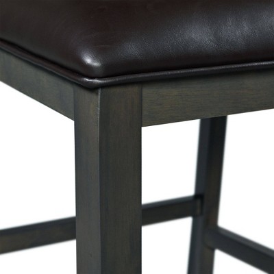Gray Counter Height Dining Set with Faux Leather Upholstered Chairs