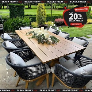 PURPLE LEAF Outdoor Dining Set Patio Aluminium Table and Rope Weave Chairs Included Cushions for Backyard Decor Kitchen - 1 of 4
