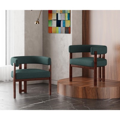 Set of 2 Upholstered Dining Chair Modern Accent Chair Comfy Side Chair Leisure Chair, Beige/Emerald/Gray/Black/Orange-ModernLuxe