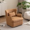 360° Velvet Swivel Chair,Velvet Accent Chair with Ottoman,Oversized Accent Barrel Armchair with Pillow,Sofa Chair with Lounge Seat-Cuddlewood - 4 of 4
