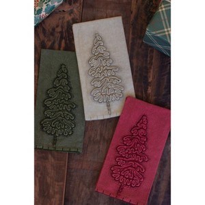 Christmas Tree Tea Towels Set of Three, Red Green White Kitchen Linens (Min 2) by Kalalou - 1 of 4