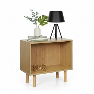 Home Zone Living Stackable Storage Cube End Table with Rubberwood Legs - 1 of 4