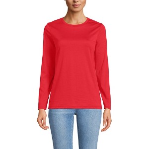 Lands' End Women's Relaxed Supima Cotton Long Sleeve Crew Neck T-Shirt - 1 of 4