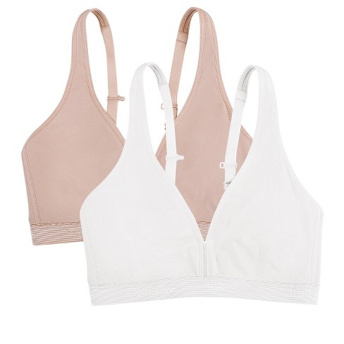 Fruit of the Loom Women's Wirefree Cotton Bralette 2-Pack Sand/White 38D