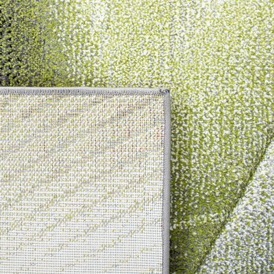 Grey and Green Rectangular Mid-Century Modern Area Rug