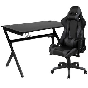 Emma and Oliver Gaming Bundle-Desk, Cup Holder/Headphone Hook & Reclining Chair - 1 of 4