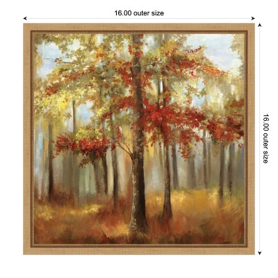 Soft Light Trees Landscape Canvas Print with Natural Frame