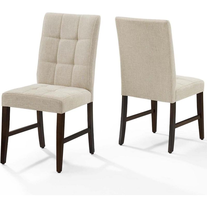 Modway Promulgate Biscuit Tufted Upholstered Fabric Dining Chair Set of 2 Beige, 1 of 2