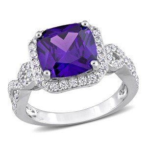 EVERLY JEWELRY |Sterling Silver 8 CT TGW Purple & White Cubic Zirconia Halo Ring - 1 of 4