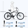 NAYSAYE Bicycle 26 Inch Beach Cruiser Bike 7 Speed Steel Frame for Relaxed Outdoor Riding, Black, 69.96"*28.32"*43.2" - 3 of 4