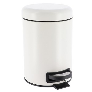 Evideco French Home Goods Soft Close Lid Round Metal Bath Floor Step Trash Can Waste Bin 3-liters-0.8-gal - 1 of 4