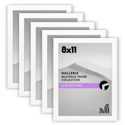 Americanflat 8x11 Picture Frame with Polished Plexiglass - Set of 5 - Galleria Collection - Picture Frames for Tabletop and Wall Display - White