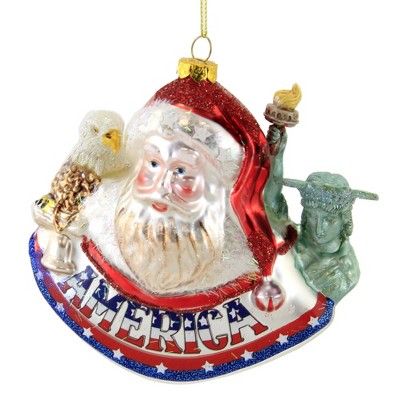 Holiday Ornament 5.5" American International Santa Eagle Red White Blue  -  Tree Ornaments