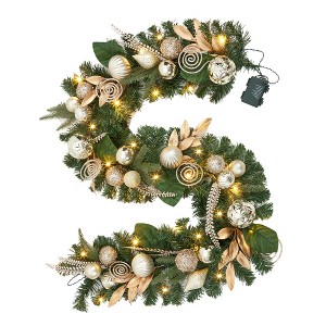 Prelit 6 Ft Christmas Garland with Lights, Battery Operated Waterproof Indoor Outdoor Lighted Garland with 20 Warm White Led Lights - 1 of 4