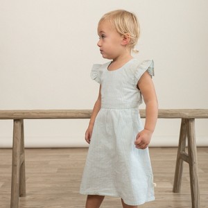 Makemake Organics Organic Flutter Summer Dress - Green Stripes , 5-6 Years - 1 of 4