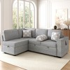 Whisen Chenille Sectional Sofa Bed, Dual Pull-Out Sleepers, Flip-Top Table, USB Ports, Cup Holder & Storage - 2 of 4