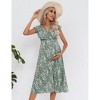 Coolmee Women Summer Boho Floral Casual V Neck Small Flying Sleeve A-Line Maternity Ruffled Midi Dress - 2 of 4