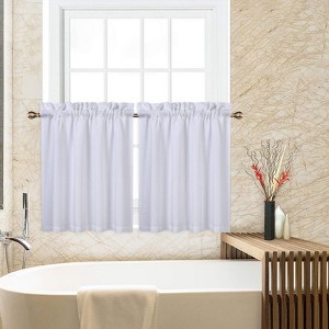 Tier Curtains, Waffle Weave Textured Short Curtains for Bathroom, Kitchen, Cafe,Waterproof Window Covering, Ideal for Small Windows and Cozy Spaces - 1 of 4