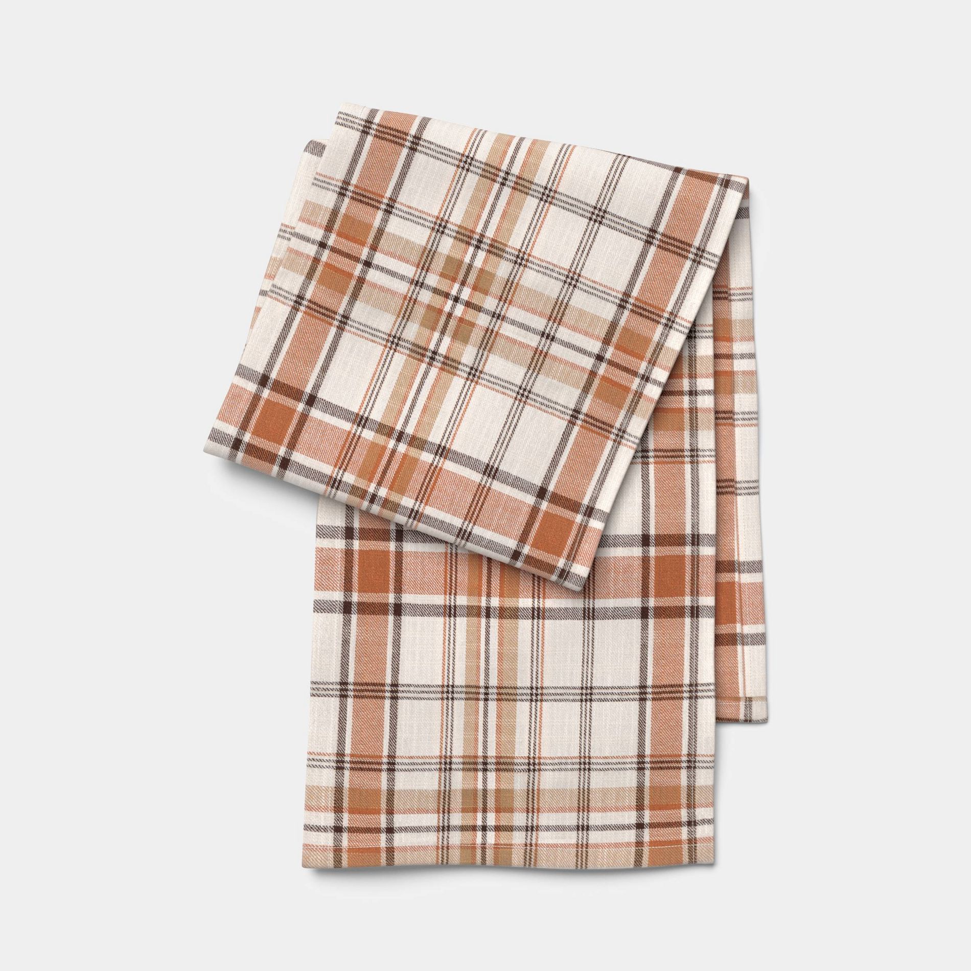 72"x14" Plaid Table Runner Tan - Threshold™
