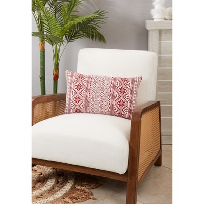 Red and White Cotton Christmas Pattern Throw Pillow Cover