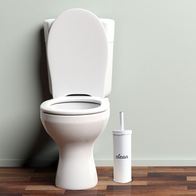 White Enamel Farmhouse Toilet Brush Holder Set