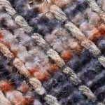 blue, burnt orange, pale blue, tan