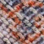 blue, burnt orange, pale blue, tan