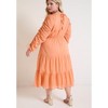 June + Vie by Roaman's Women's Plus Size Cotton Voile Ruched Midi Dress - 3 of 4