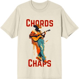 "Chords & Chaps" Cowboy Americana Adult Crew Neck Short Sleeve Tee - 1 of 2