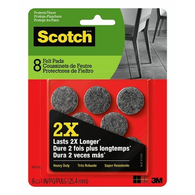 Scotch 8pk Heavy Duty Felt Pads 1" diameter Gray